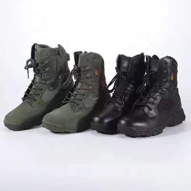 Double Safe Hot Mens Full Grain Leather Non Slip Outdoor Jungle Hiking Waterproof Rubber Tactical Combat Boots for men