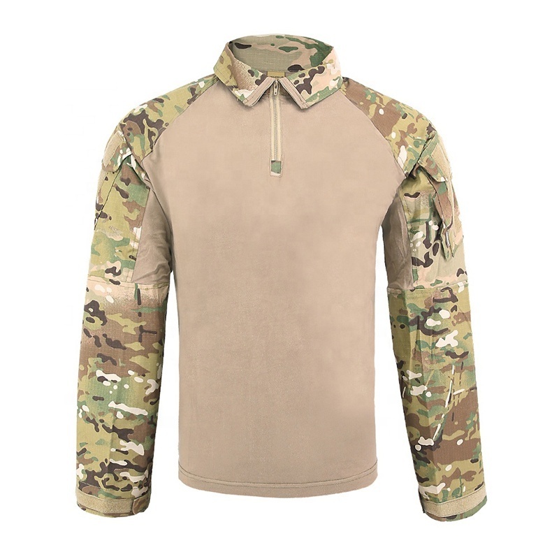 Double Safe Custom woodland camouflage long sleeve tactical  shirt g3 tactical pants uniform security frog suit