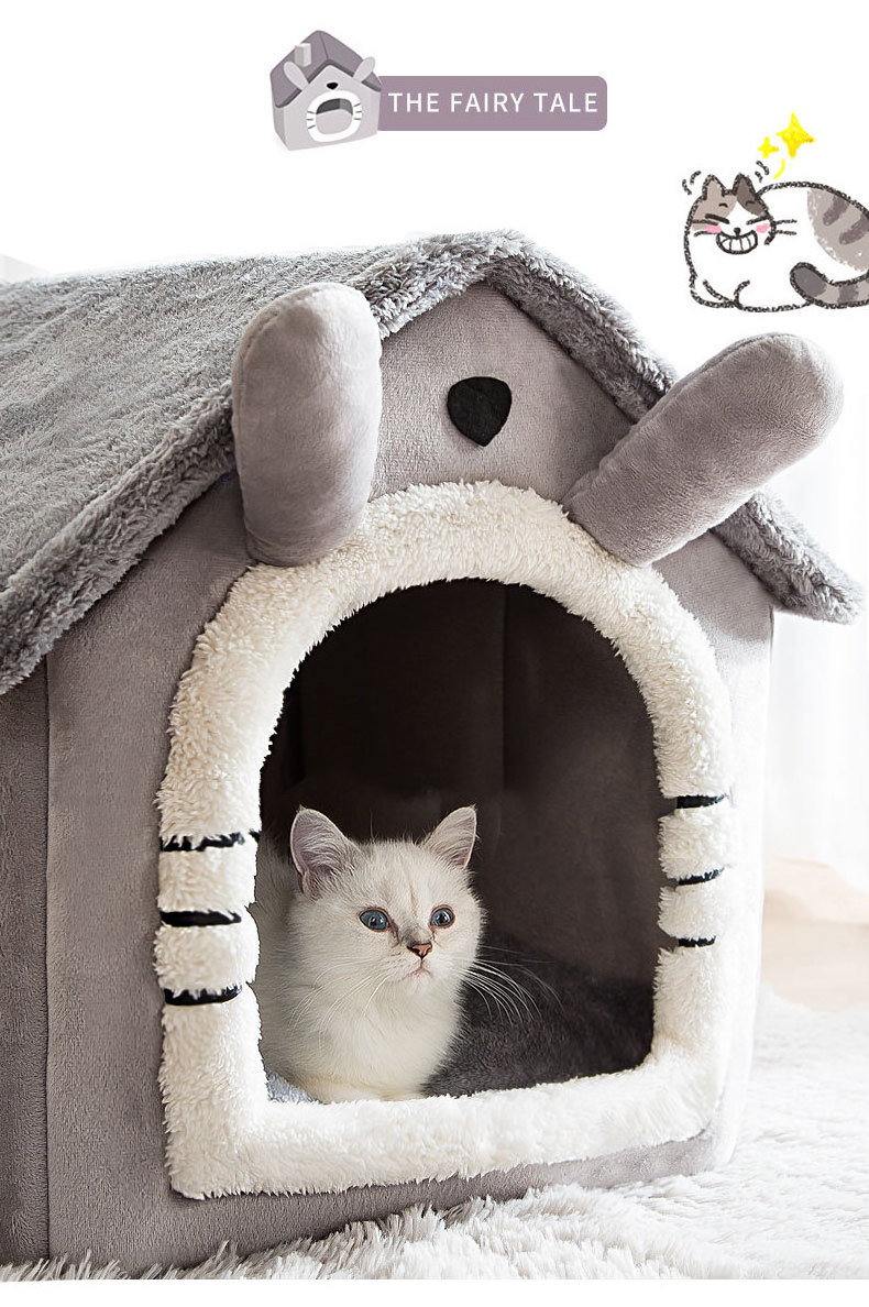 Foldable Pet Dog House Indoor Winter Warm Cat Bed Tent For Small Dog Cat Nest Kitten Teddy Comfortable Sofa Cushion Pet Supplies