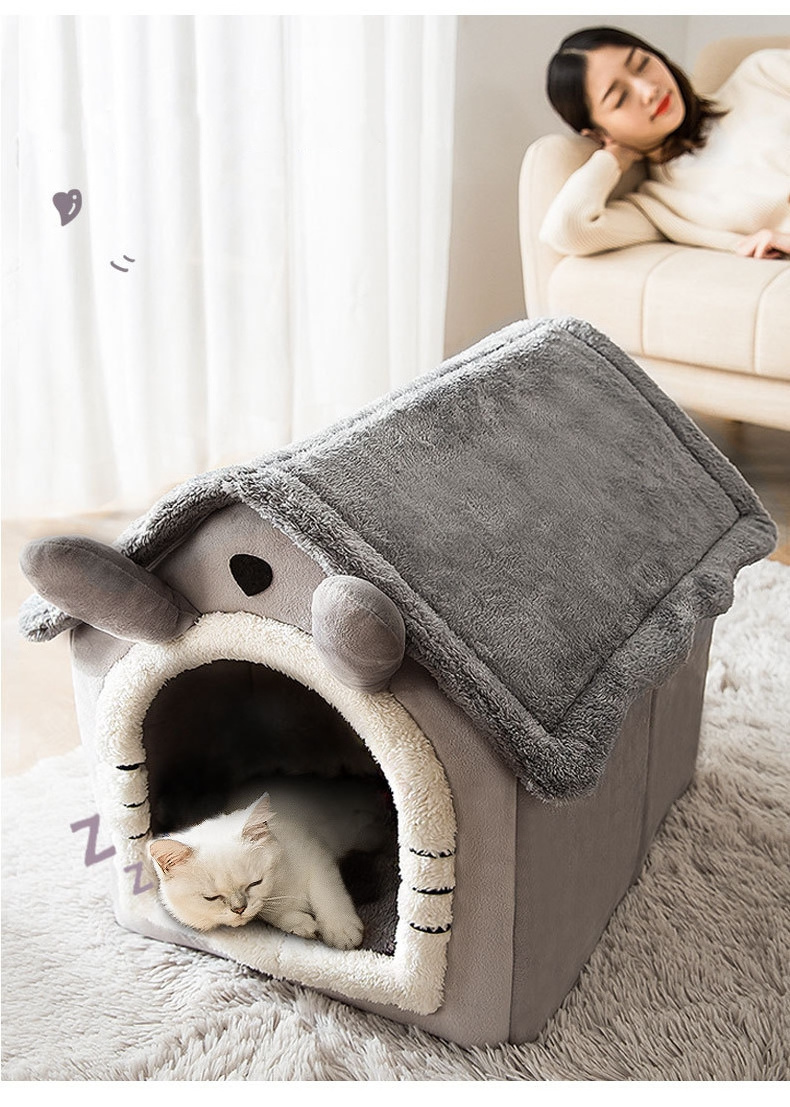 Foldable Pet Dog House Indoor Winter Warm Cat Bed Tent For Small Dog Cat Nest Kitten Teddy Comfortable Sofa Cushion Pet Supplies