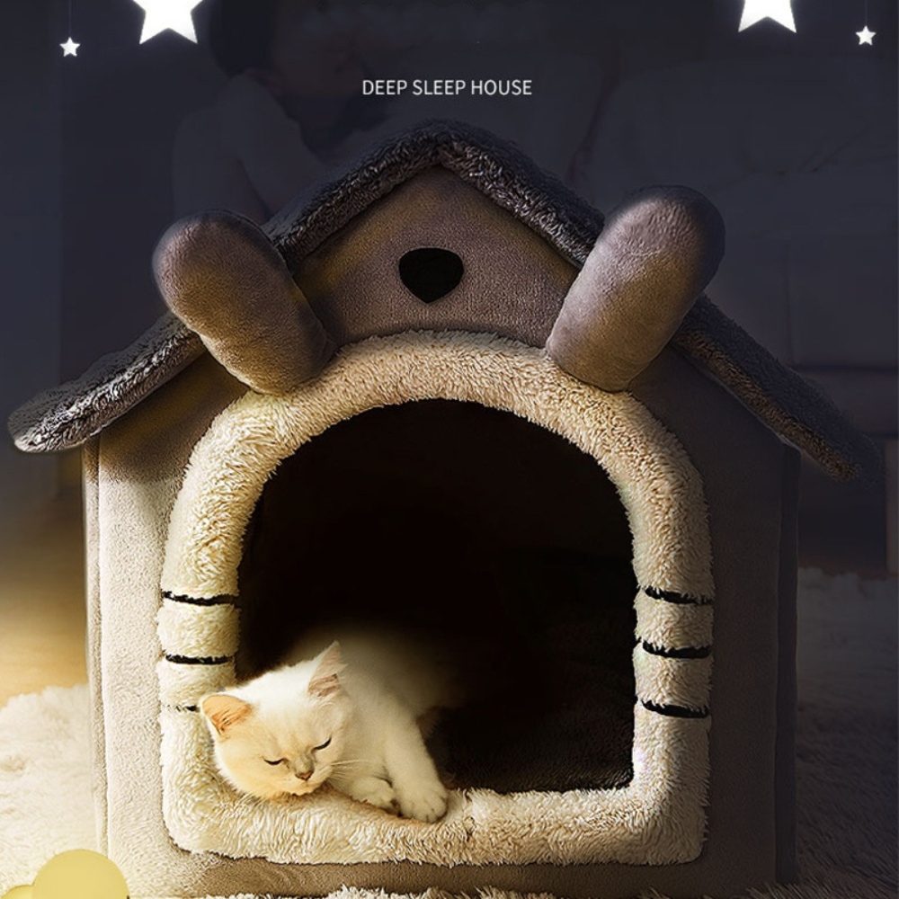 Foldable Pet Dog House Indoor Winter Warm Cat Bed Tent For Small Dog Cat Nest Kitten Teddy Comfortable Sofa Cushion Pet Supplies