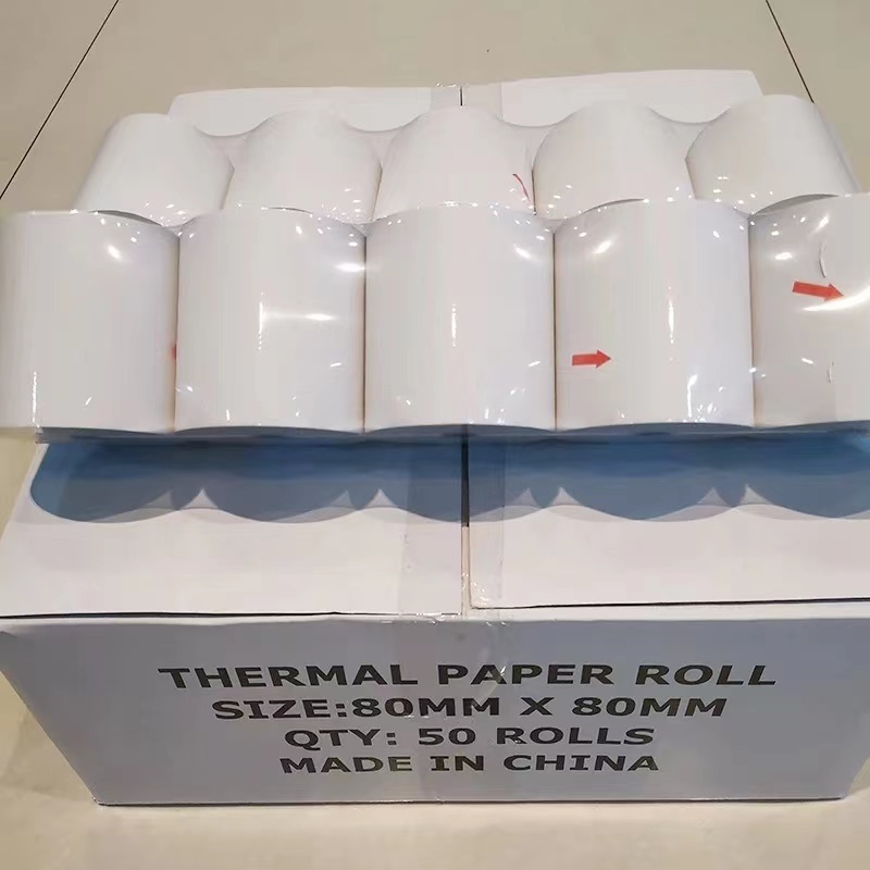 Factory Sale 48gsm Cash Register Paper 80x80 Thermal Paper Rolls Used for Supermarket Bank