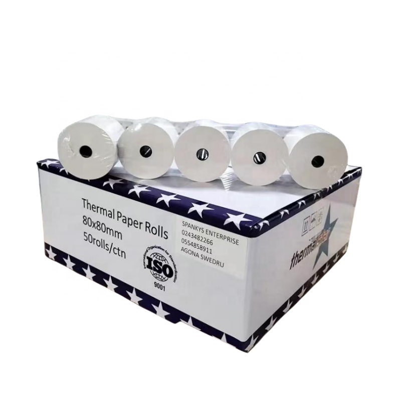 Factory Sale 48gsm Cash Register Paper 80x80 Thermal Paper Rolls Used for Supermarket Bank