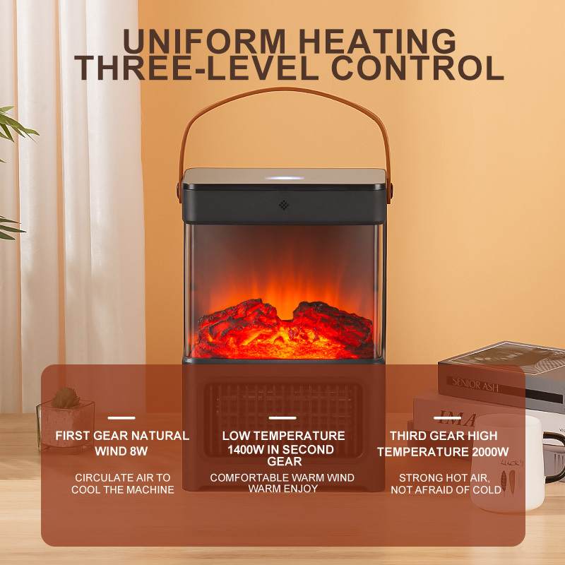 1400W/2000W Flame Simulation Fan Heater Customized Electric Mini Portable Ceramic PTC Space Electric Fireplace Heater