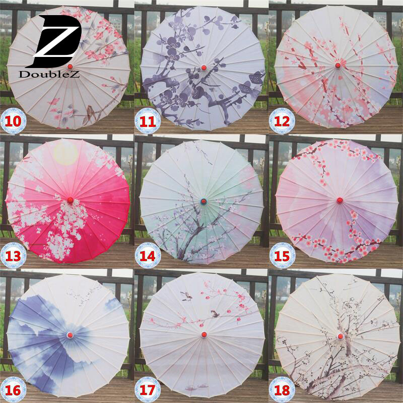 Decoration Handmade Dance Props Bamboo Handle Silk Umbrella