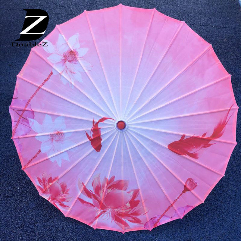 Decoration Handmade Dance Props Bamboo Handle Silk Umbrella