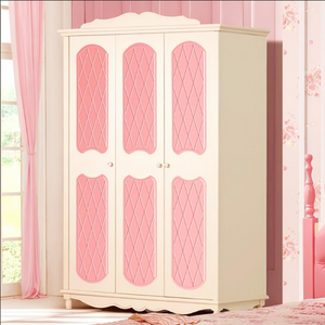 Customized barbie pink solid wood wardrobe for children and adult closet