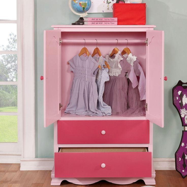 Customized barbie pink solid wood wardrobe for children and adult closet