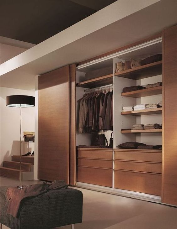 Sliding door closet with glass door Melamine Chipboard Tall Contemporary Wardrobe Cabinets