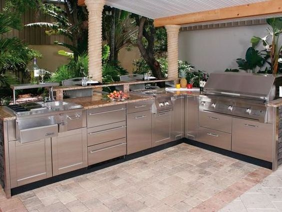 Modern Design Outdoor BBQ Modular Stainless Steel Kitchen Cabinet Simple Cupboard