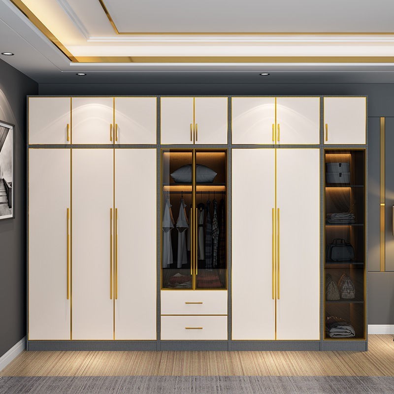 Cupboard for bedroom modern custom foldable wood glass wardrobe cabinet