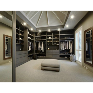 L Shape Dark Walk-in Closet System Wardrobes Bedroom Closet Modern