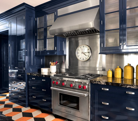 Blue color DTC Blum accessories customized home kitchen cabinets