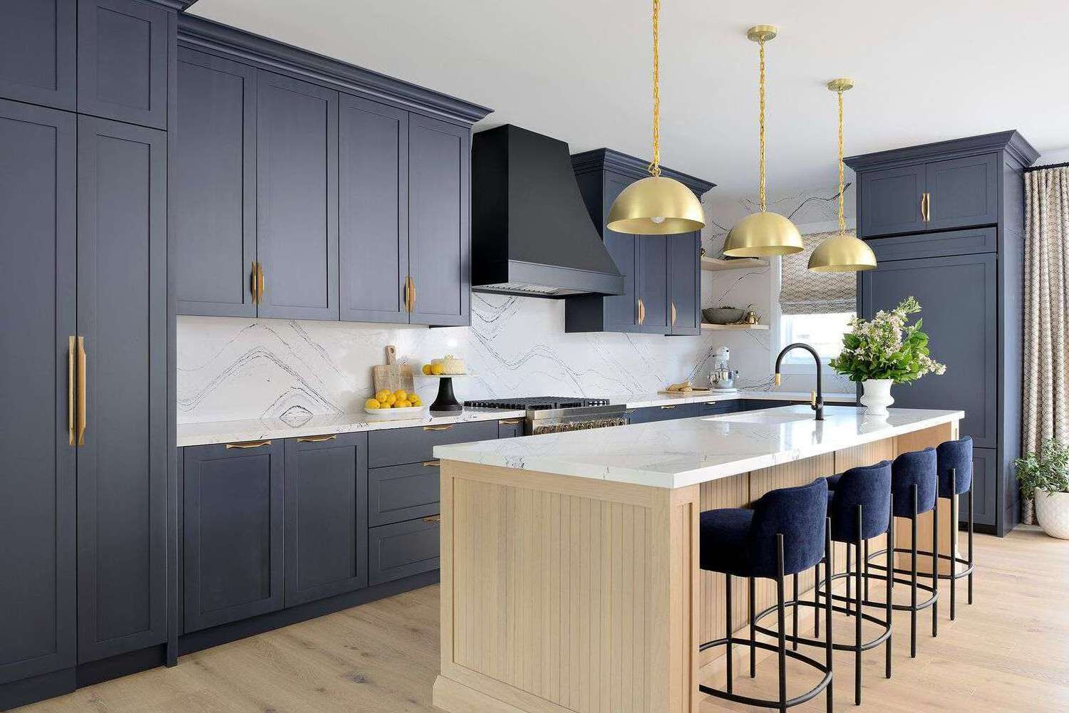 Blue color DTC Blum accessories customized home kitchen cabinets