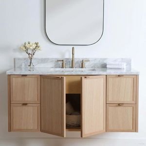 Vanity Bathroom 72 Inch Bathroom Vanity Cabinet wall Mounted Solid Oak Wood Bathroom Vanity With Mirror