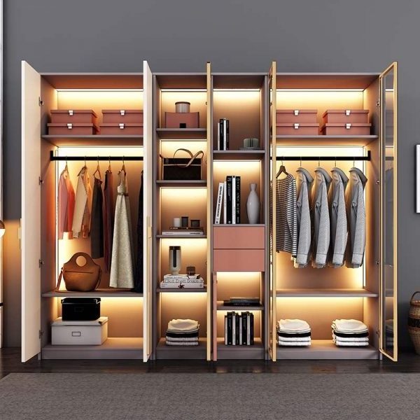 Modern portable folding glass clothes wardrobe closet