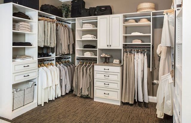 L Shape Dark Walk-in Closet System Wardrobes Bedroom Closet Modern