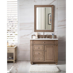 White and Natural wood oak bathroom cabinets Lacquered Solid Wood Bathroom Vanity with sink