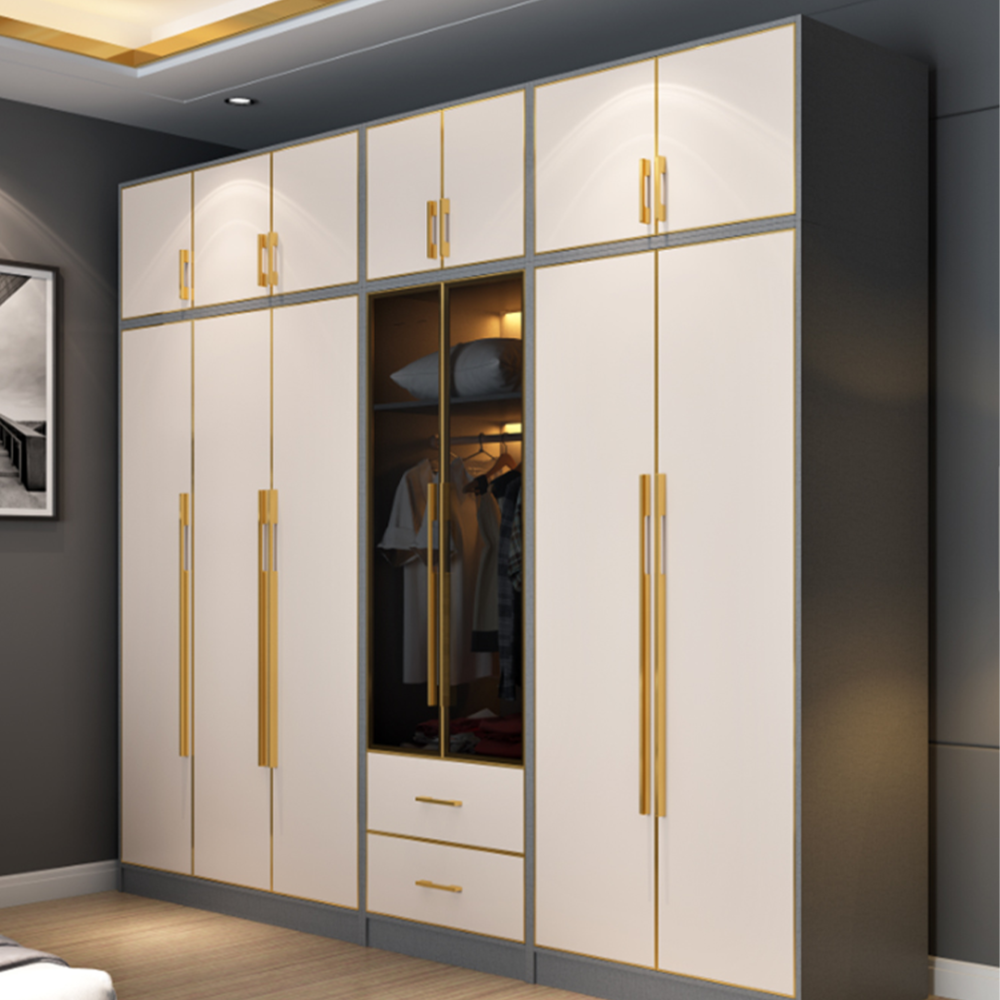 Cupboard for bedroom modern custom foldable wood glass wardrobe cabinet