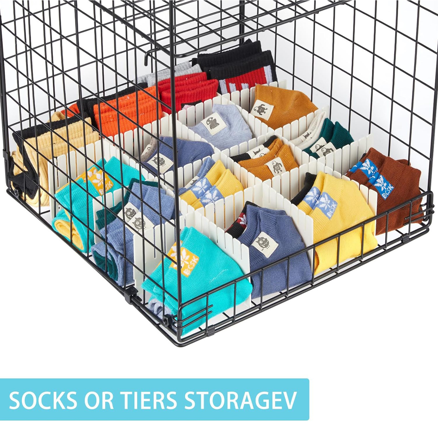 6 Tier Separable Adjustable Foldable Hanging Closet Organizers and Storage Basket Hanging Clothes Shelves with Adjustable Divide