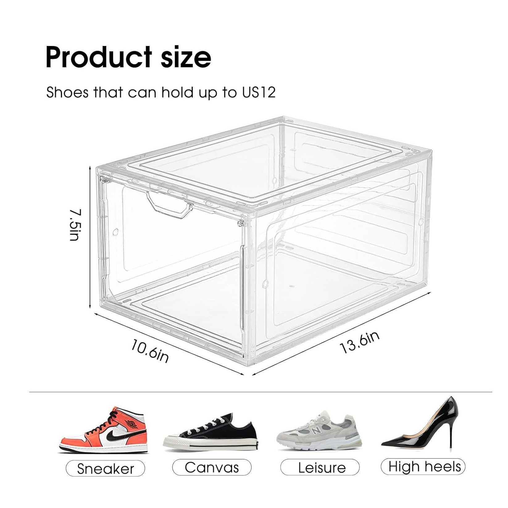 Raytop Shoe Storage Boxes Stackable 1 Pack Shoe Organizer for Closet Sneaker Display Shoe Containers