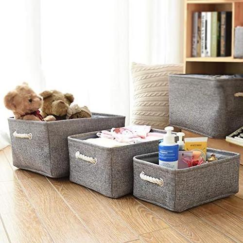 Wholesale Collapsible Clothes Thickened Canvas Fabric Storage Box toy Folding Clothing Closet Storage Basket with Drawstring