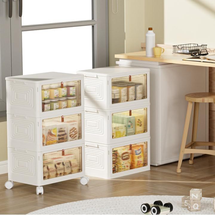 Stackable Storage Containers Multifunctional Folding Plastic Storage Bins with Lids