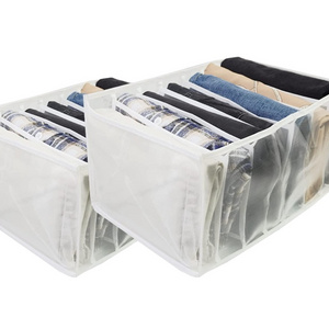 7 Grids Washable Wardrobe Clothes Organizer Foldable Visible Grid Storage Box with Multiple Layers Jeans Organizer