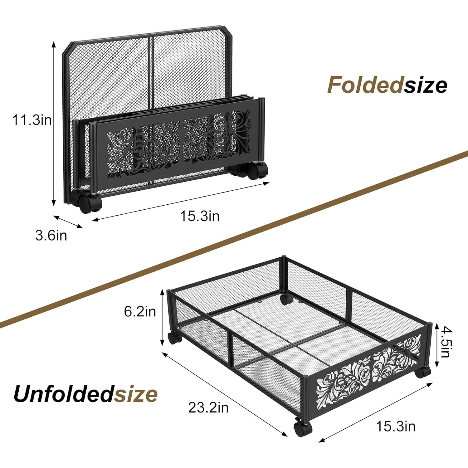 Sturdy Foldable Under Bed Shoe Storage Organizer Tool-free Assembly Metal Under Bed Storage Containers with Wheels