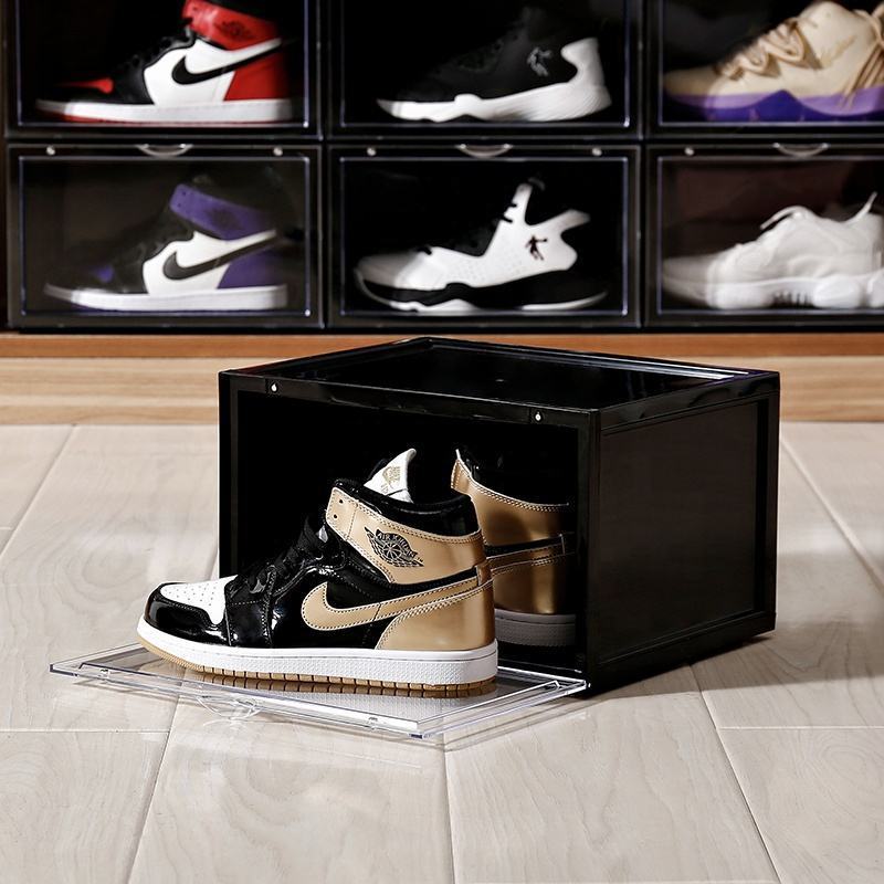 Clear Sneaker Crates Display Plastic Shoe Boxes Drop Front Shoe Storage Box Acrylic Transparent Sneaker Box Stackable