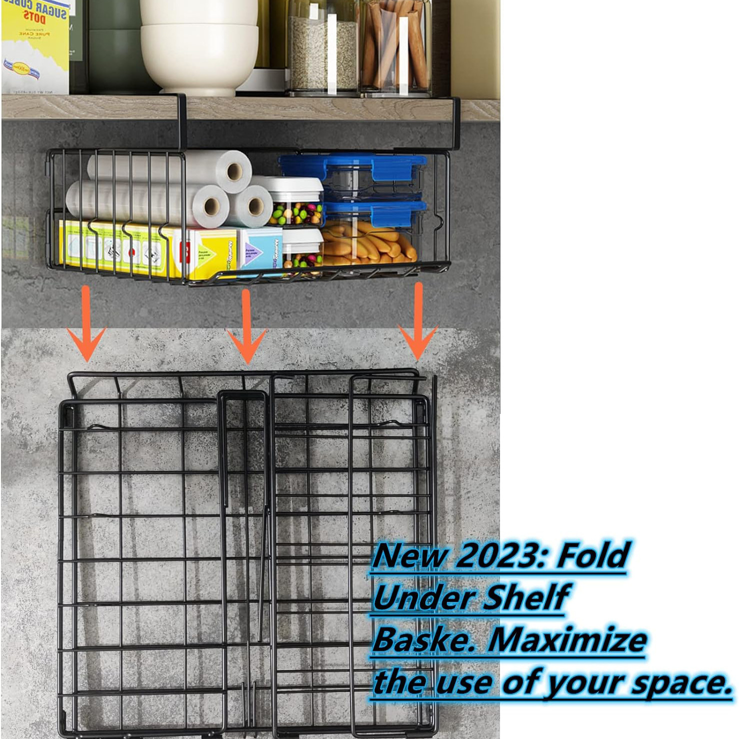 Wholesale High Quality Metal Under Cabinet Shelf Hanging Wire Basket Shelves Undershelf Storage Basket