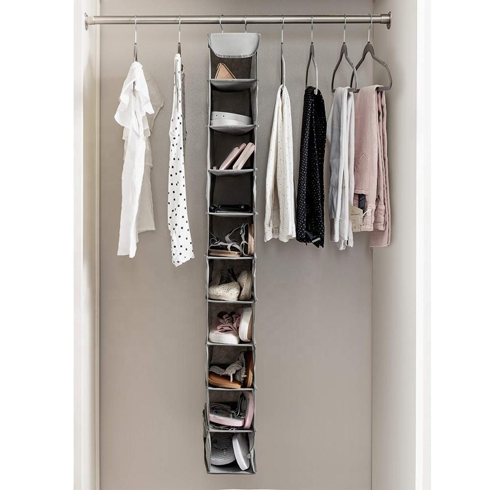 10 Mesh Pockets Accessories Door Shoe Holder 10-Shelf Hanging Shoe Organizer for Closet