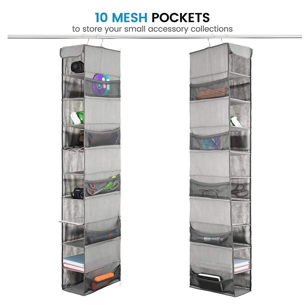 10 Mesh Pockets Accessories Door Shoe Holder 10-Shelf Hanging Shoe Organizer for Closet