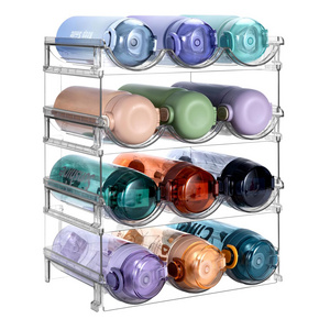 Stackable Bottle Storage Rack Water Bottle Holder for Cabinet Plastic Wine Rack Drink Bottle Organizer