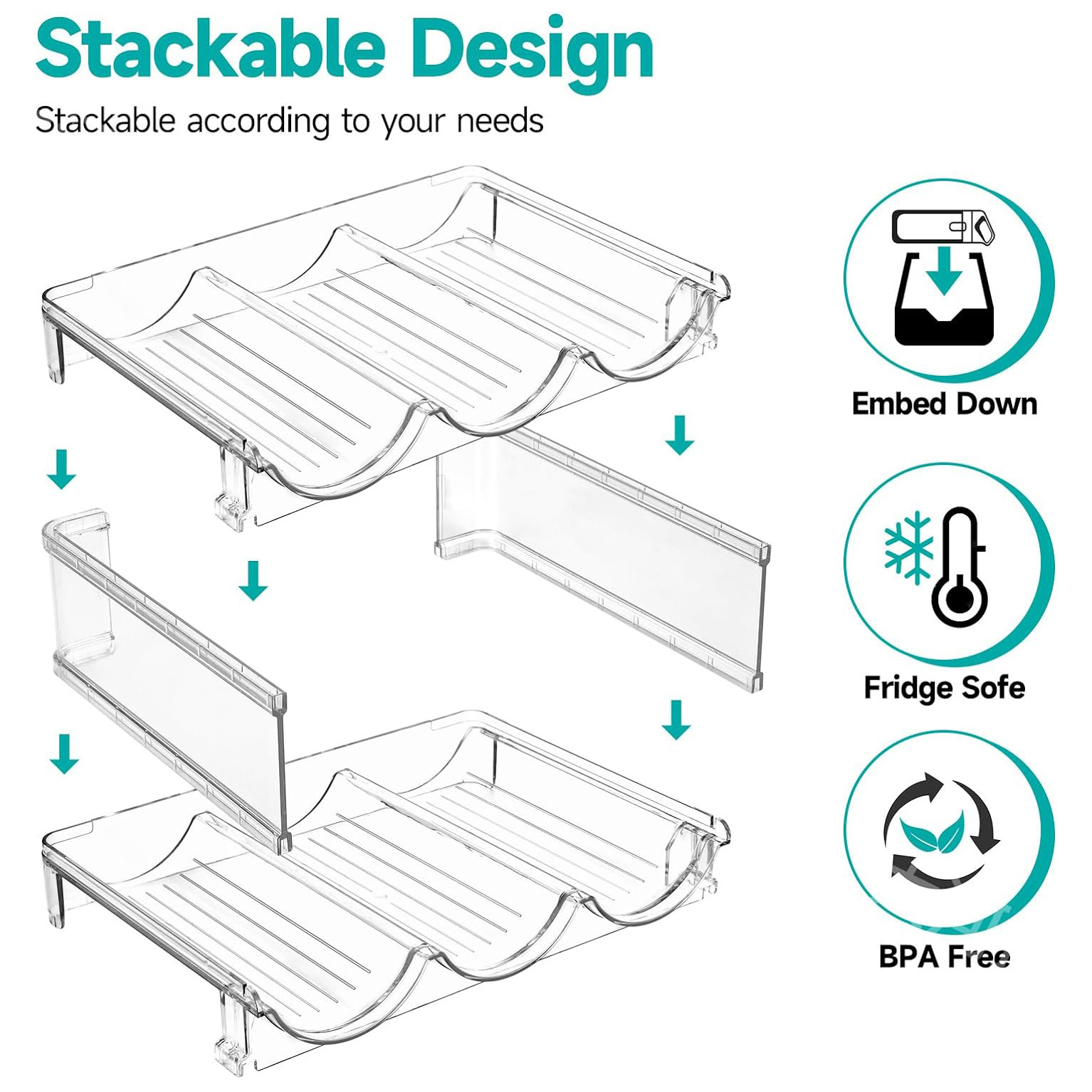 Stackable Bottle Storage Rack Water Bottle Holder for Cabinet Plastic Wine Rack Drink Bottle Organizer