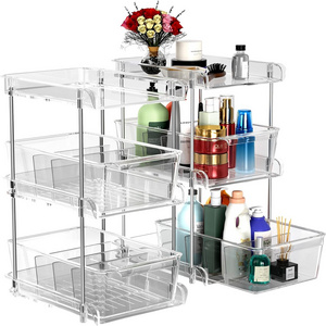 Bathroom Cabinet Organizer 3 Tier Multi-Purpose Slide-Under Sink Organizers Vanity Counter Organizing Tray Under Sink Organizers