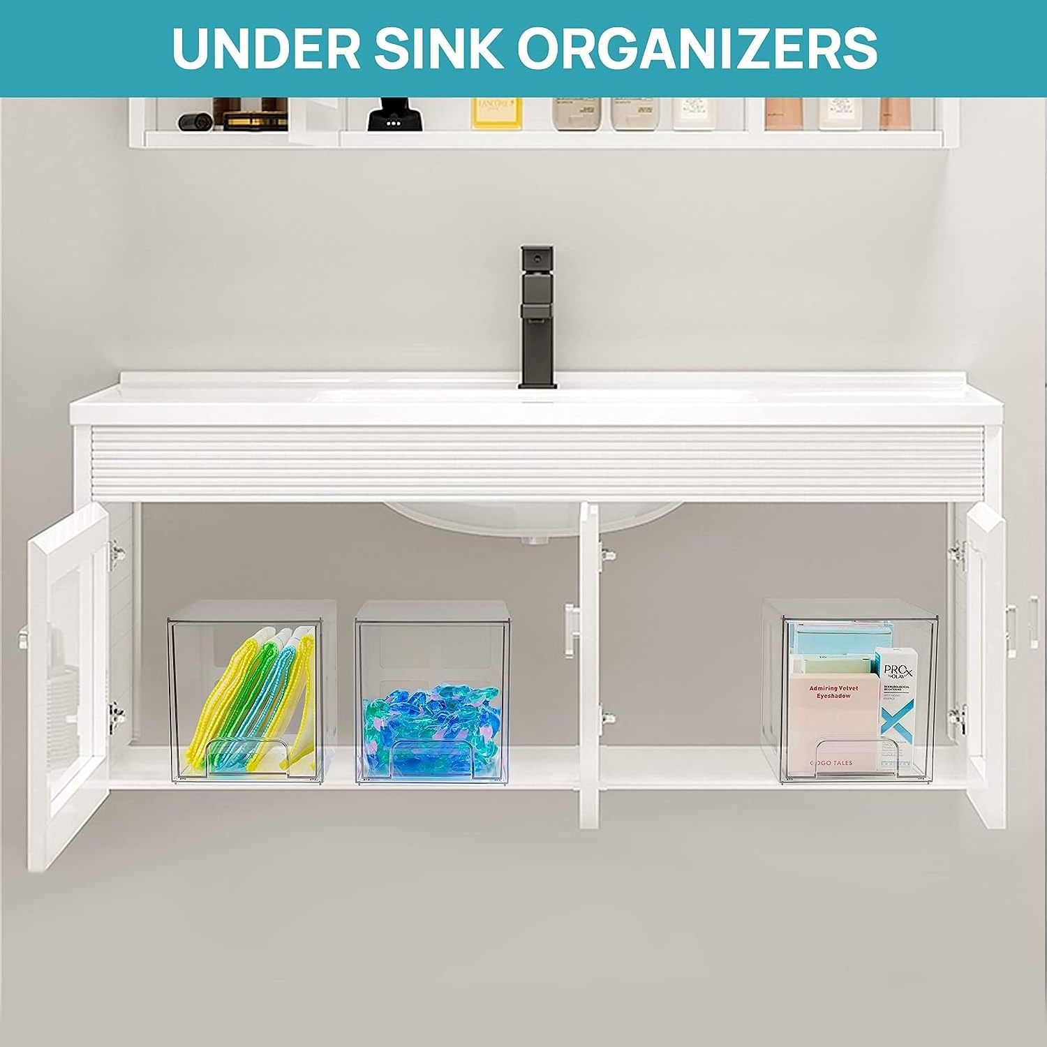 Tall Acrylic Bathroom Organizers Clear Plastic Storage Bins Stackable Makeup Organizer Storage Drawers