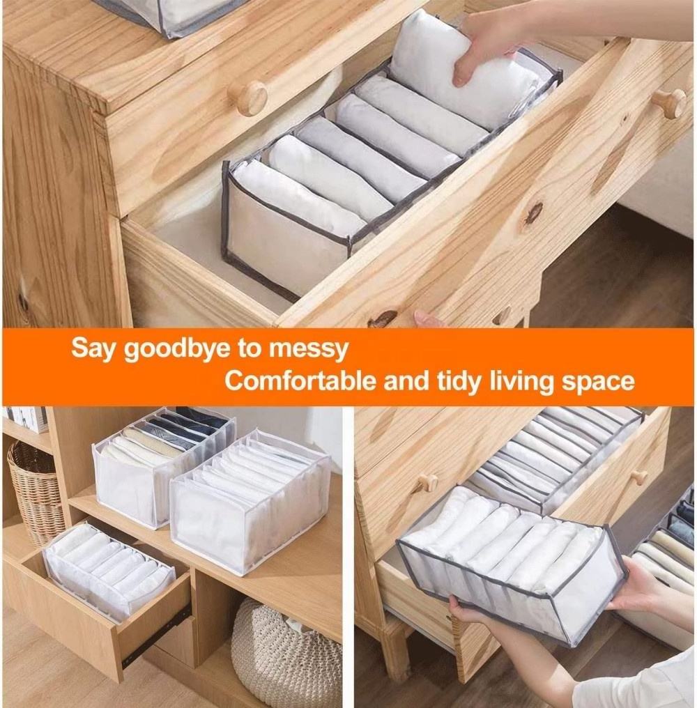 Wardrobe Clothes Organizer For Jeans,Upgraded Drawer Organizers For Clothing With Handle Foldable,Collapsable Storage Bins