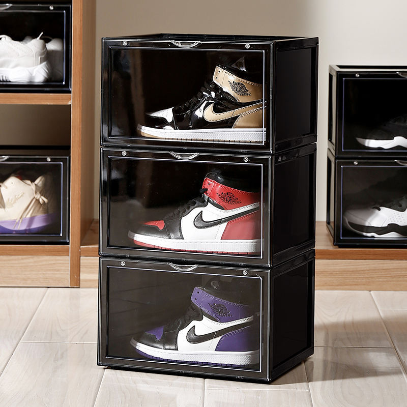 Clear Sneaker Crates Display Plastic Shoe Boxes Drop Front Shoe Storage Box Acrylic Transparent Sneaker Box Stackable