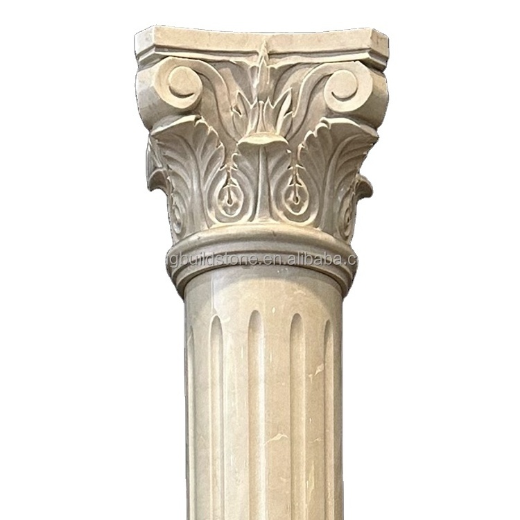 Dougbuild Classical Style Composite Order design Roman Pillar Beige Marble Natural Stone Columns