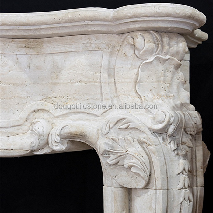 Dougbuild Louis XV Roman Travertine Fireplace Marble Stone Fireplace TV Stands With Fireplace