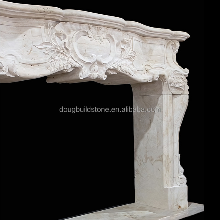 Dougbuild Louis XV Roman Travertine Fireplace Marble Stone Fireplace TV Stands With Fireplace