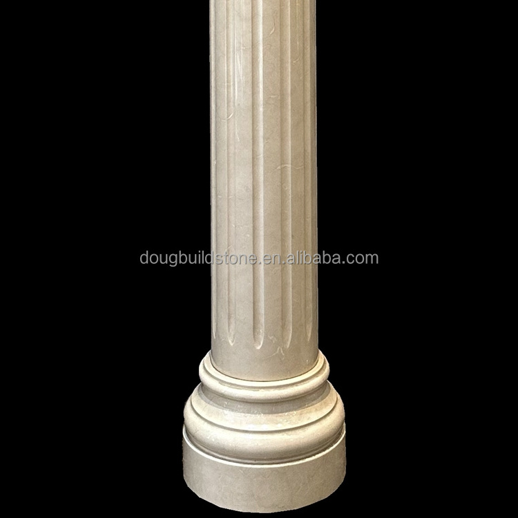 Dougbuild Classical Style Composite Order design Roman Pillar Beige Marble Natural Stone Columns