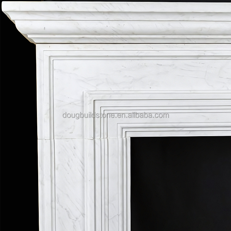 Dougbuild Modern Simple Natural White Marble Fireplace Indoor Hand Carved White Modern Fireplaces