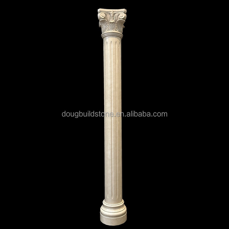 Dougbuild Classical Style Composite Order design Roman Pillar Beige Marble Natural Stone Columns