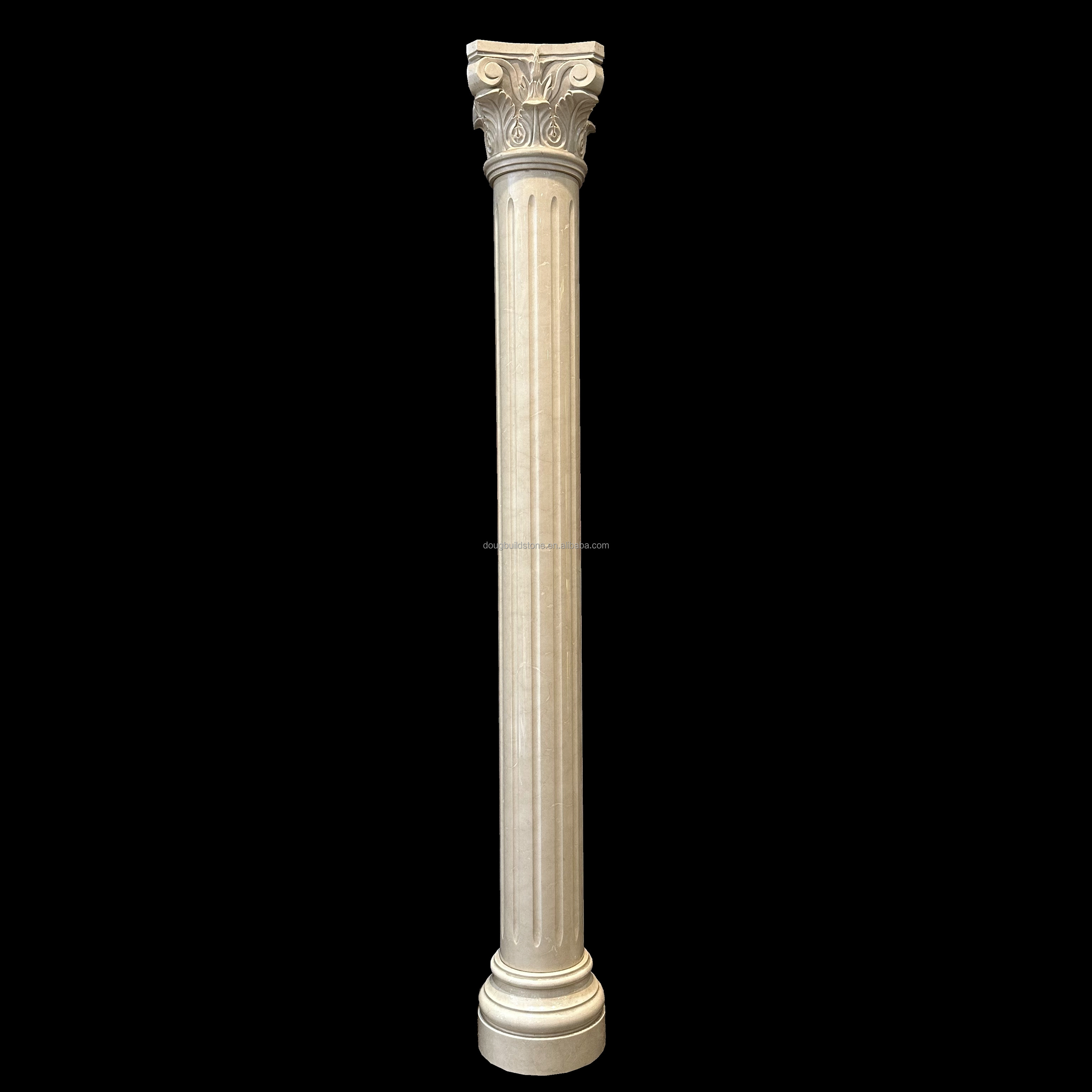 Dougbuild Classical Style Composite Order design Roman Pillar Beige Marble Natural Stone Columns