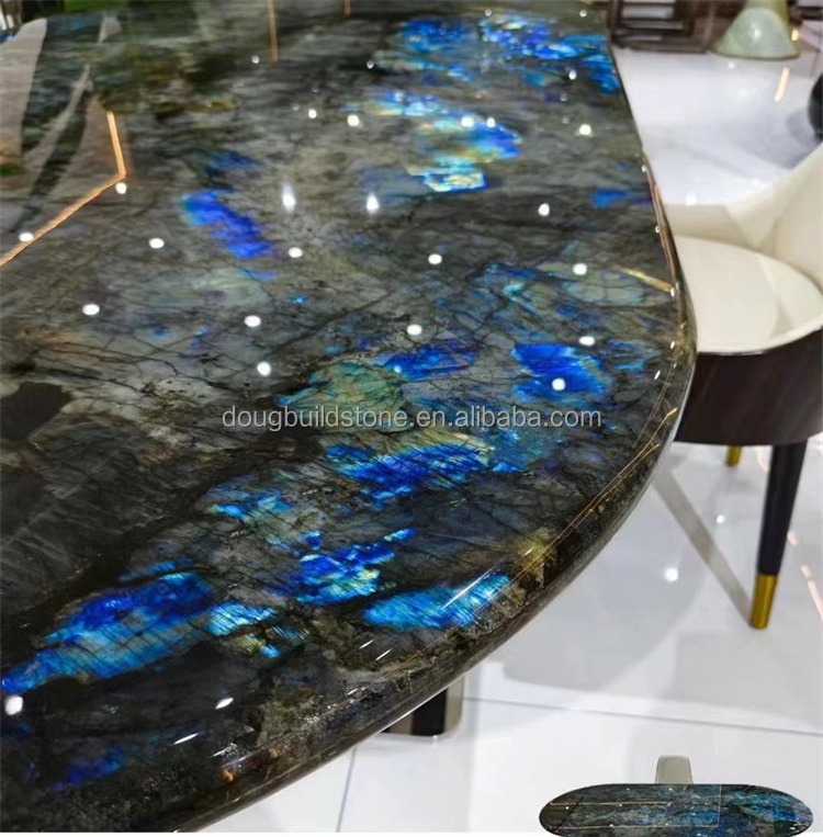 Dougbuild Stone Madagascar Blue River Granite Kitchen Top Bar Top Labradorite Lemurian Blue Granite Slabs