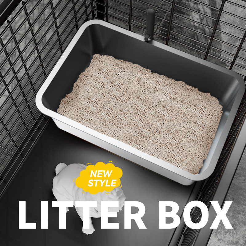 High End Stainless Steel Cat Litter Box Large Size High Side Absorb Odor Cat Toilet No Residue Easy Cleaning Cat Litter Box