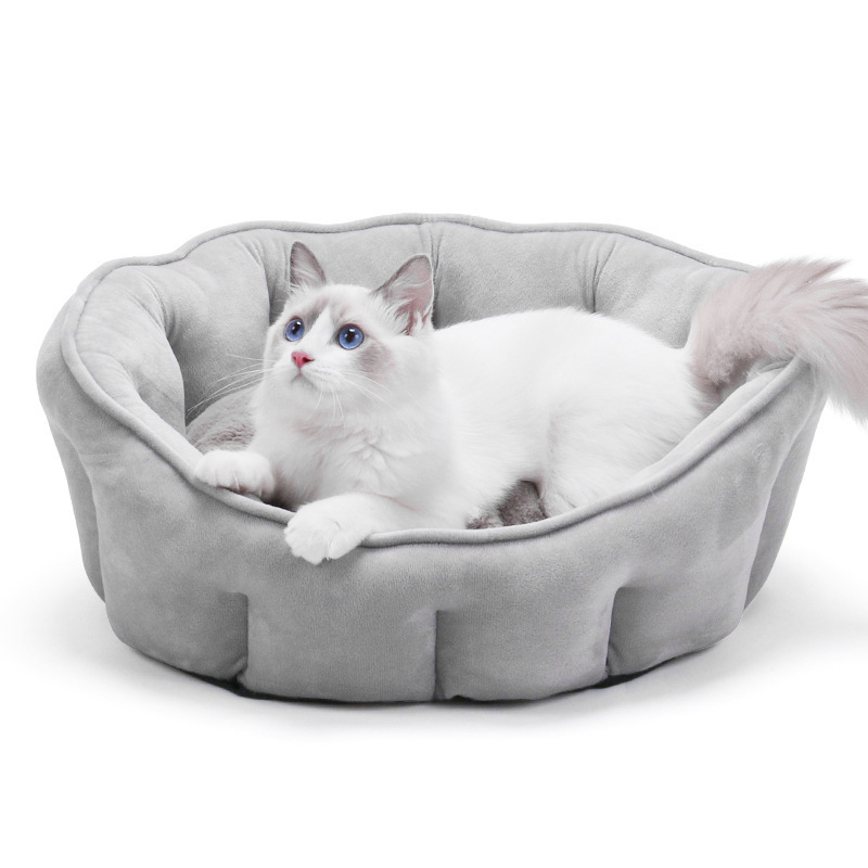 Hot Sale Luxury Large Size Cat Bed Floor Long Plush Pet Bed for Cat Warming Anti-slip Plush Pillow Cat Nest