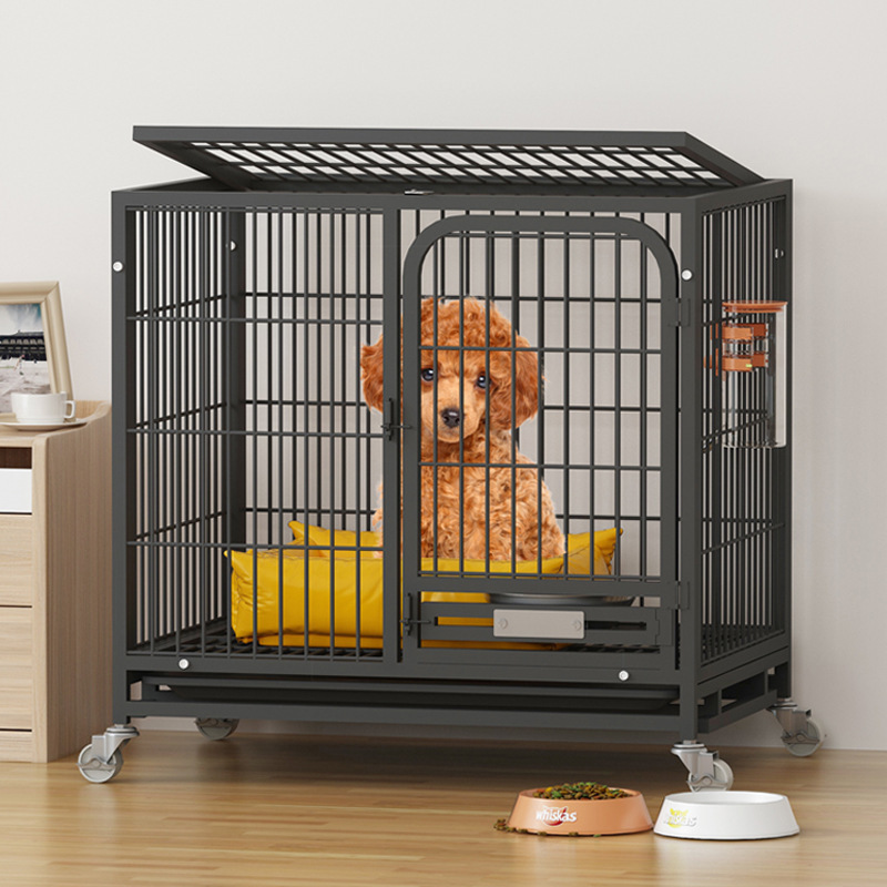 Wholesale Stainless Steel Foldable Pet Cage Simple Installation Strong Bearing Dog Kennel On Wheels With Tray